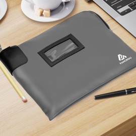 Waterproof Cash Bag with lock and 2 Keys, Money bag with Zipper,Security bags for cash, Durable Money Bank Deposit Bag, Nylon Documents Bag, Coin Check Wallet Pouch,Petty cash bag,15 x 11 Inch,Grey