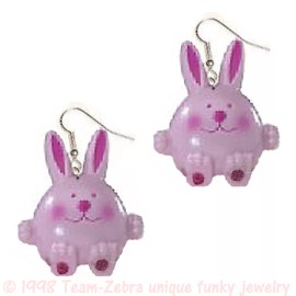 Team-Zebra Funky Earrings & Novelty Jewelry Funky HUGE CHUNKY BUNNY EARRINGS Pink Rabbit Easter Garden Novelty Charm Jewelry