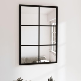 vidaXL Wall-Mounted Square Mirror 23.6"x15.7" Black | Rust-Resistant Metal Frame | Hook Design for Easy Hanging | Classic Home Decor Mirror | No Assembly Required'
