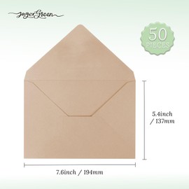 JAGERGREEN 50 Pack 5" x 7" Self Seal Envelopes, Brown Blank C5 C6 Envelopes for Wedding Invitation, Envelope 137 x 193mm 150gsm for Greeting Cards,Birthday, Baby Shower, Thank You Cards, Anniversary