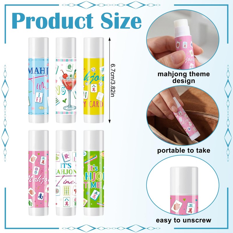 24 Pcs Mahjong Gifts for Women Mah Jong Lip Balm