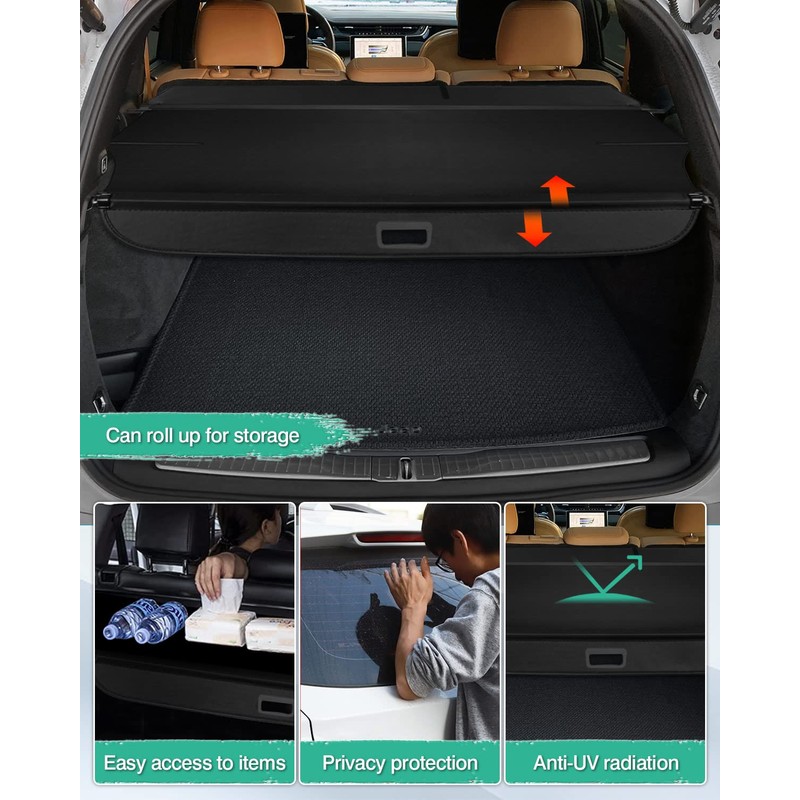 Powerty Cargo Cover for 2019-2023 Jeep Cherokee Trunk Cover Retractable