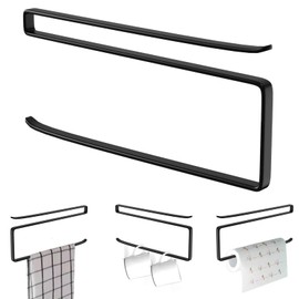 Jizxol Kitchen Roll Holder No Drilling Kitchen Roll Holder Kitchen Roll Holder for Attaching Cupboard Paper Roll Holder Napkin Dispenser Storage for Kitchen Bathroom (Black)