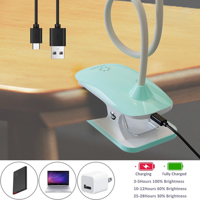 GCDFGV Clip On Reading Light for Bed Headboard, USB Rechargeable