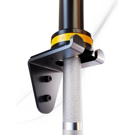 VAIIO Single Olympic Barbell Hanger,Garage Gym Bar Wall Rack,Vertical Barbell Mount Rack,Black Powder Coated,Space Saving Commercial or Home Gym Accessory,Holds Under 33mm Bar Size (Black)