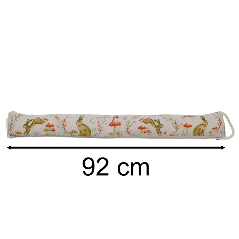 Woodland Animal Fabric Draught Excluder | Countryside Rabbit & Mushroom
