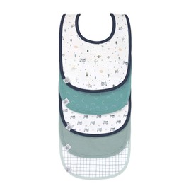 LÄSSIG Baby Toddler Bib Set (5 Pieces) Velcro Cotton Waterproof / Value Pack Bib Garden Explorer Tractor