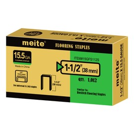 meite 15.5 Gauge Flooring Staples 1-1/2-Inch Length, 1012-Pack for Hardwood Floors, 15.5GA Galvanized Staples, Compatible with Flooring Staplers