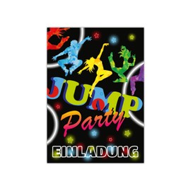 Limonia 8 Invitation Cards with 8 Envelopes for Children's Birthday Party Theme Party Jump Party Disco Trampoline Neon Invitation Set Birthday Girls Children Boys Boys Teens Unisex