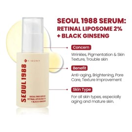 Srum Retinal K-SECRET SEOUL 1988 Antienvejecimiento Vegano 30ml