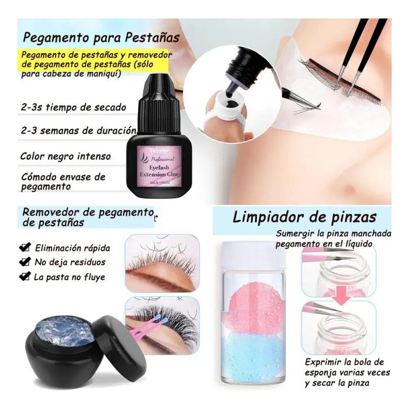 Kit Profesional de Extensiones de Pestañas con Curvatura D para