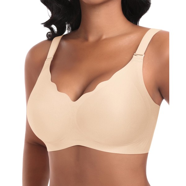 Ganado Women's Seamless Bra Without Underwire Deep V-Neck Wavy Edges