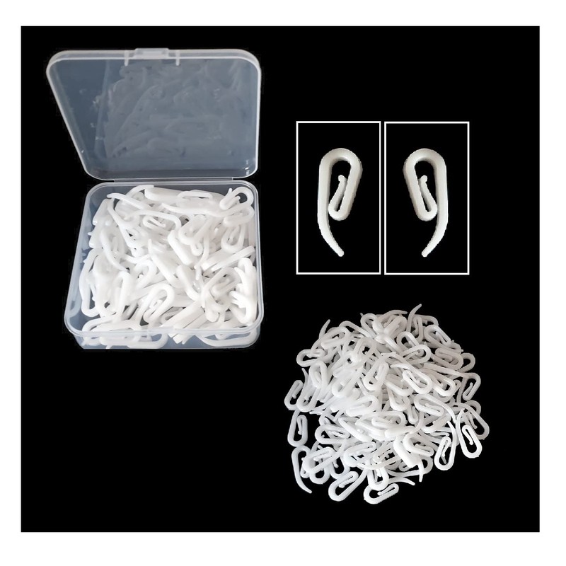 White Pastic Curtain Hooks, Heavy Duty White Hooks for Pencil