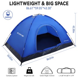 JG AURORA DEER 1-2 Person Tent Waterproof & Windproof Family-Tent Camping Tents All-Weather Backpacking-Tents for Camping-Hiking,Outdoor Adventures