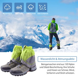 Tyuodna Waterproof Gaiters, Hiking, Breathable Rain Gaiters, Hunting, Gaiters for Men and Women, Leg Gaiters for Outdoors, Running, Trail Running, Snow, Hiking, Climbing, One Size (Green)