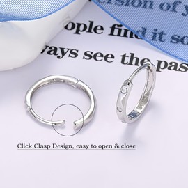 Cangall Silver Hoop Earrings for Women, 925 Sterling Silver Hoop Earrings with Zircon, Hypoallergenic CZ Small Cartilage Sleeper Hoop Earrings Silver Huggie Earrings Jewelry for Birthday Christmas