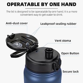 Fanhaw - Botella de agua de acero inoxidable aislada de 32 onzas con 1 tapa (tapa Chug), para niños, mujeres, hombres, a prueba de fugas y sudor con  