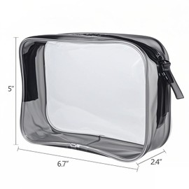 Nydotd 5pcs Clear Cosmetics Bag TSA Approved, PVC Zippered Toiletry Carry Pouch Portable Makeup Bag for Vacation Travel, Bathroom and Organizing Waterproof Makeup Vinyl Case (Transparent, Medium)