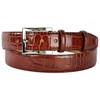 PASQUALE CUTARELLI Mens Crocodile Pattern Italian Leather Belt Burgundy Small