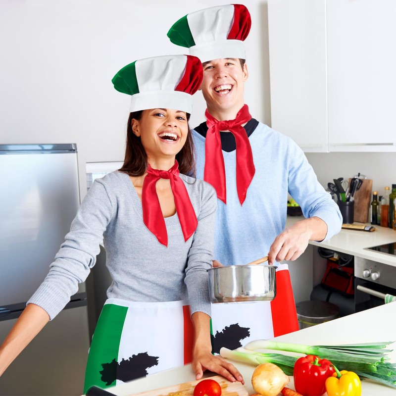 Kyson Italian Flag Chef Costume Italian Waist Apron and Mushroom