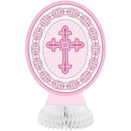 Unique Party 43788 - Mini Honeycomb Radiant Cross Pink Religious Decorations, Pack of 3