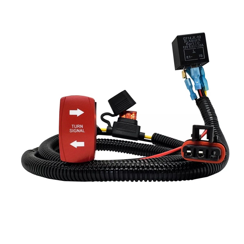OZ-USA Turn Signal Red Rocker Switch Pulse Busbar Plug Harness