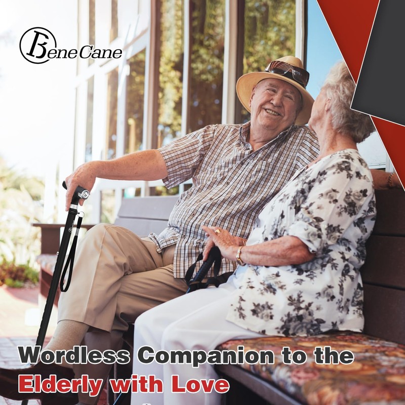 BeneCane Quad Cane Walking Cane with Two Led Lights with