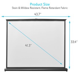 Pyle 50 Inches Projector Screen Portable Floor Standing Fold-Out Roll-Up Tripod Manual, Mobile Movie Screen, Home Theater Cinema Wedding Party Office Presentation, Quick Assembly - PRJTP53,White