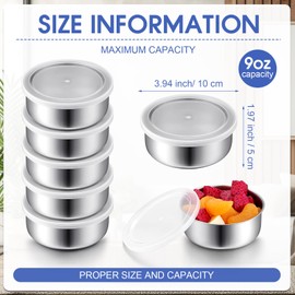 Yiyiring 16Pack 9 oz Stainless Steel Container Stainless Steel Snack Containers with Lids Metal Food Storage Containers Leak Proof Metal Lunch Box