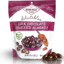 Hayden Valley Foods Dark Chocolate Covered Almonds | 20 oz Resealable Bag | No Artificial Flavors, Preservatives or Colors | Gourmet Sweet Snack