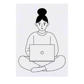 'Woman with Laptop' Temporary Tattoo - Water Resistant, Skin-Safe, Non-Toxic Transfer (TO00076471)