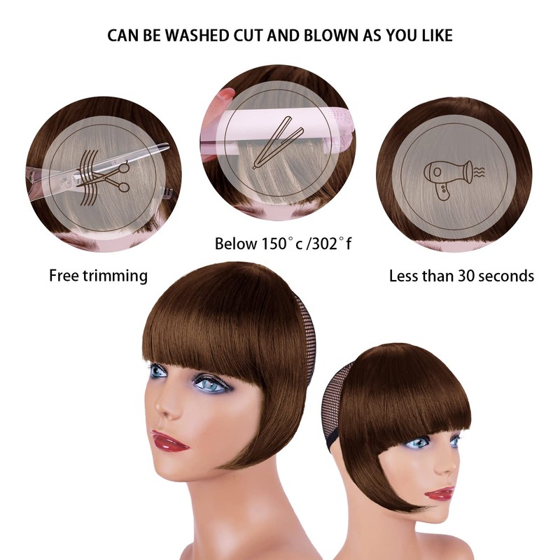 XRACEPHOL Clip in Bangs Brown Clip on Bangs with Temple