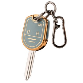 CHATYYD Key Fob Cover for Ford with Keychain,Soft TPU Car Key Cover Case for Ford F150 F250 F350 F450 Flex Explorer Escape Ranger Fusion 2004-2014 Accessories(3 Buttons) (Blue)