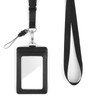 TIESOME Genuine Leather ID Card Holder with Lanyard, Lanyard Clear