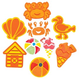 Baker Ross FE306 Beach Craft Foam Stamps, 10 Pieces Craft Stamps, Stamp Sets for Kids, Ideal for Kids Arts and Crafts Projects