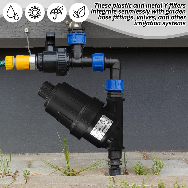 Glooglitter 2 Pcs 3/4" NPT Drip Irrigation Y Filter, 3/4"