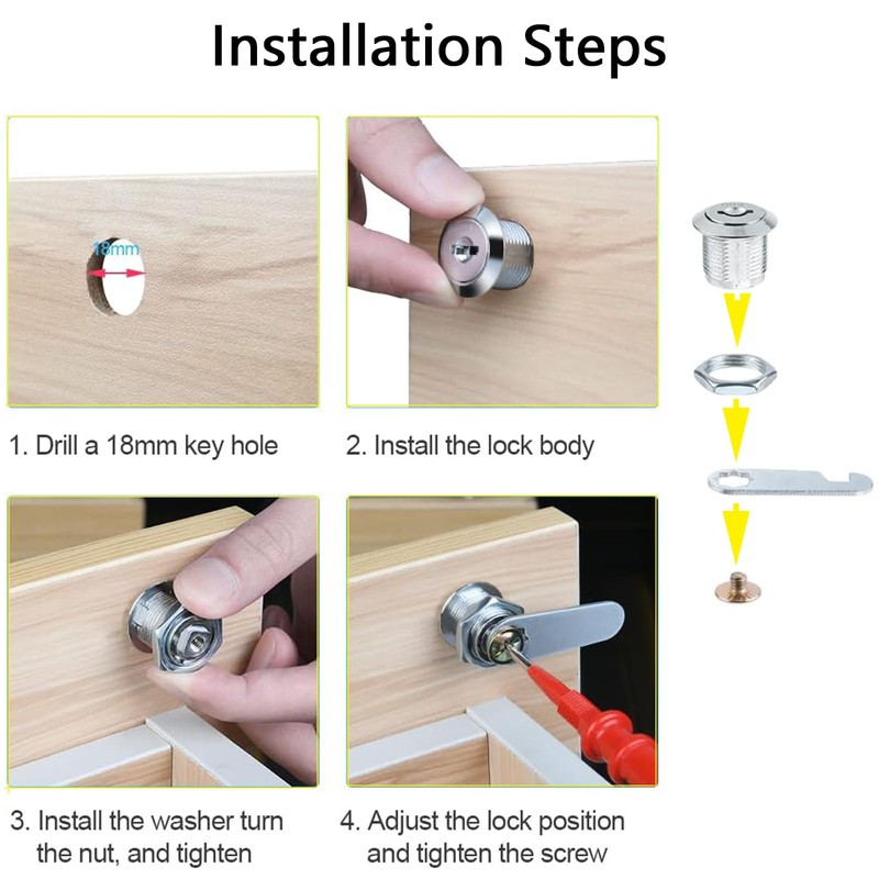 (Pack of 10) Mailbox Turning Tongue Lock File Cabinet Lock