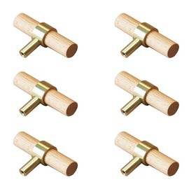 brandname Feijinmao Brass Wood Drawer Knob Pulls Beech Wood Cabinet Pulls Dresser Cupboard Closet Handles Decorative Furniture Accessories Knob (6, Single Hole)