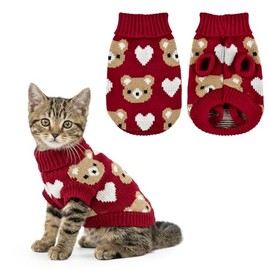Suéter de San Valentín para cachorro, perro, gato, corazón, corazón, dulce corazón, gatito, ropa de punto linda, disfraz de San Valentín para gatos, perros pequeños, talla S