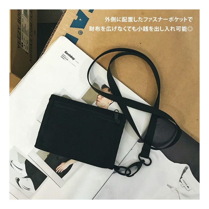 JOKnet Men's Mini Wallet with Strap Plate Logo Nylon Mini