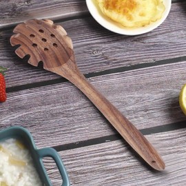 Pasta Fork,Wooden Spaghetti Spoon,Spaghetti Server with Handle,32cm/12.6inch Professional Spaghetti Spoon with Teeth Pasta Server Spoon for Spaghetti Strainer