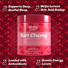 Windmill Health Products Tart Cherry Gummies, Advanced Uric Acid Cleanse, Recovery Support, Powerful Antioxidant, Promotes Healthy Sleep Cycle, Cherry Flavor, 60 Gummies