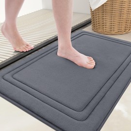 Grandaily Memory Foam Bath Mat Rug 30x20, Ultra Soft, Non-Slip and Absorbent Bathroom Rugs, Machine Wash Dry, Comfortable Bath Rug Carpet for Bathroom Floor, Tub and Shower, Dark Grey