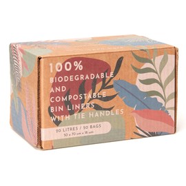 ECO WAVE 100% Biodegradable and Compostable Bin Liners, 20 Litres, 50 Bags, EN 13432 Certified