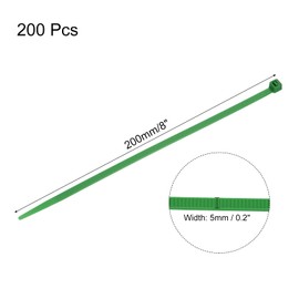 sourcing map 200PCS Cable Zip Ties 8 Inch, Self-Locking Nylon Wire Ties with 50 lbs Tensile Strength for Indoor and Outdoor, Green