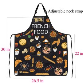 FUSTMW French Cooking Apron French Lover Gifts French Food Kitchen Chef BBQ Grill Apron with Pocket French Travel Gifts, French Apron, One Size
