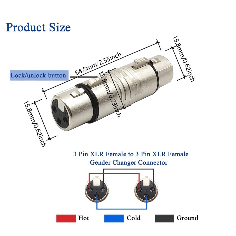 Voluty Tek Dual XLR Female Adapter 3 Pin XLR Female