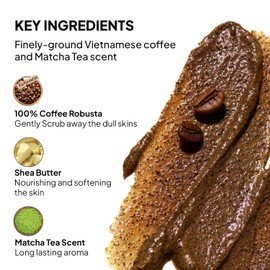 COBA'S DAUGHTER Robusta Coffee Body Scrub| Exfoliating for Cellulite and Stretch Marks, KP Bump Eraser, Strawberry Legs,Underarm | Matcha & Shea Butter | Safe for pregnancy | Vegan Beauty (10.6 Oz)