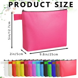 60 Pcs Canvas Makeup Bags Bulk Multi-Purpose Cosmetic Bag with Zipper Multi-Purpose Blank Travel Toiletry Bag Plain Blank Colored Bag for Travel Girls Pencil Craft, 15 Colors (9.8 x 5 x 2 Inch)