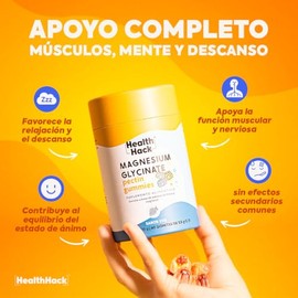 Glicinato de Magnesio Puro 60 Gomitas para Adultos Sin Azúcar Health Hack